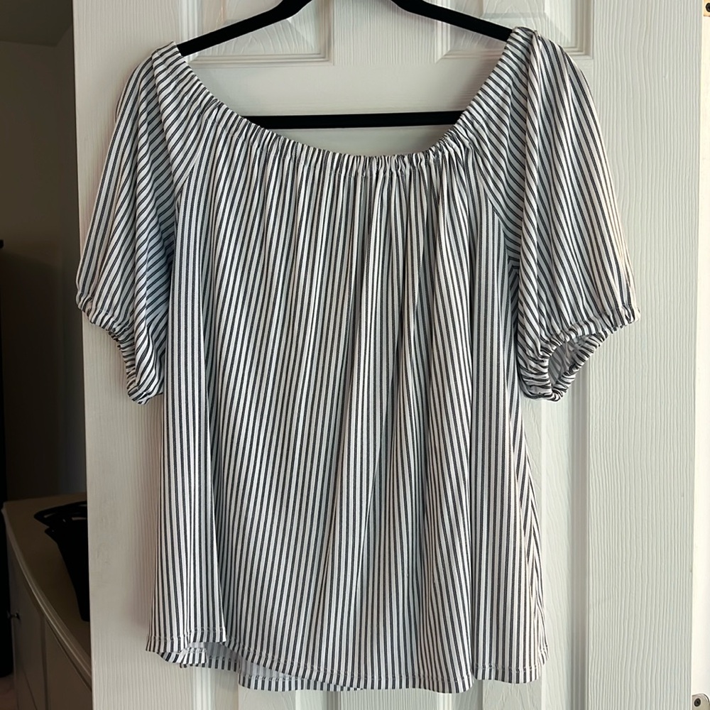 Off the shoulder striped loft blouse